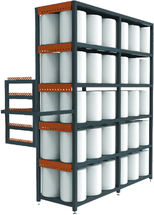 Стелаж ровінгу в бобінах з внутрішньою розмоткою